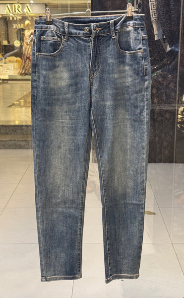 Blue Washed Jeans – Dior Inspired Monogram Pocket | Luxury Denim | Sintone