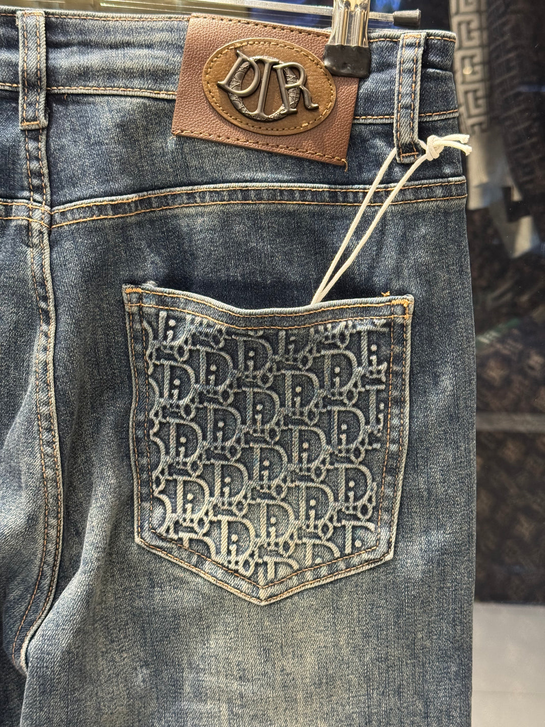 Blue Washed Jeans – Dior Inspired Monogram Pocket | Luxury Denim | Sintone