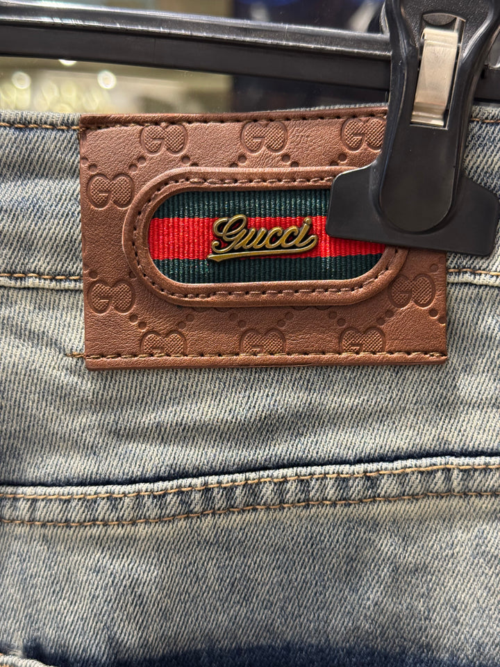 Gucci-Inspired Grey Washed Denim Jeans – Premium Quality Streetwear | Sintone