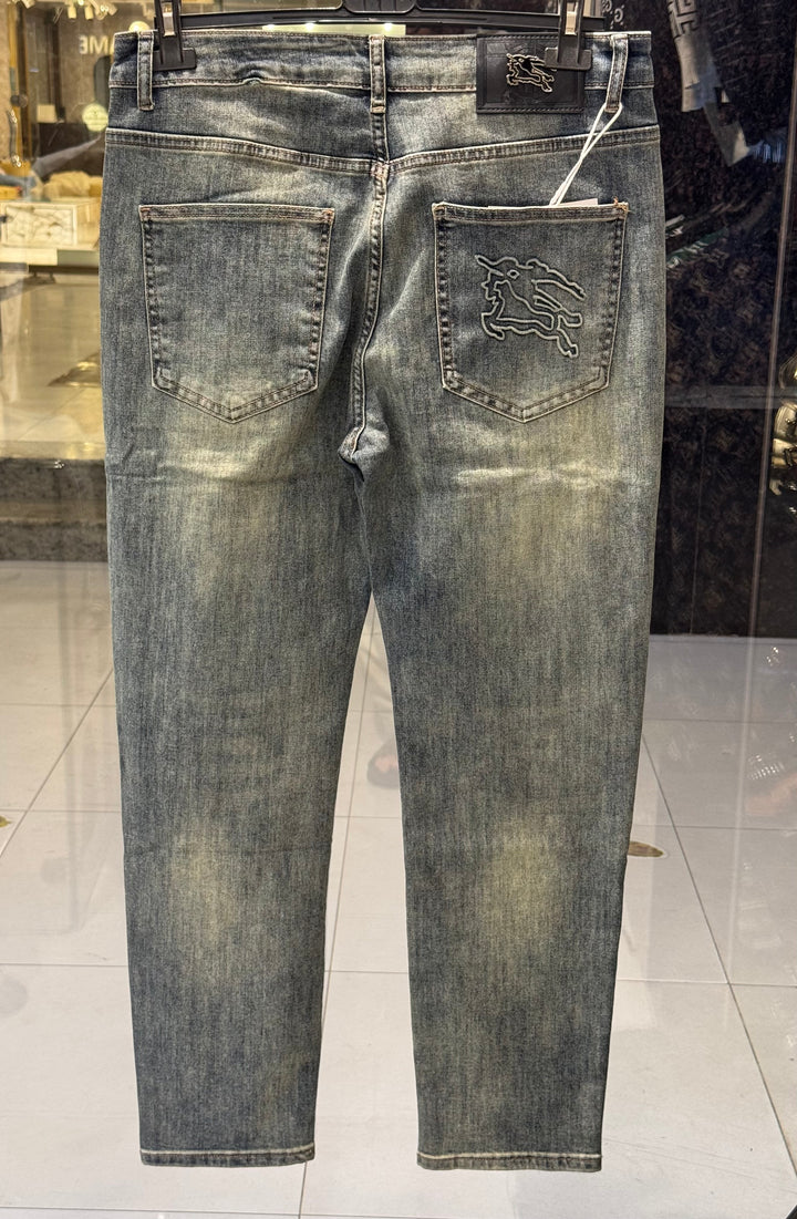 Burberry-Inspired Grey Faded Denim Jeans – Premium Slim Fit | Sintone