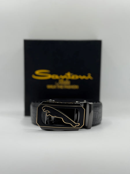 Jaguar Black Leather Belt – Premium Formal Belt for Men