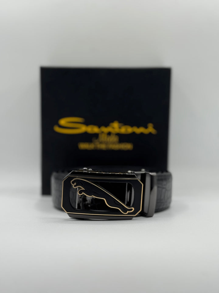 Jaguar Black Leather Belt – Premium Formal Belt for Men