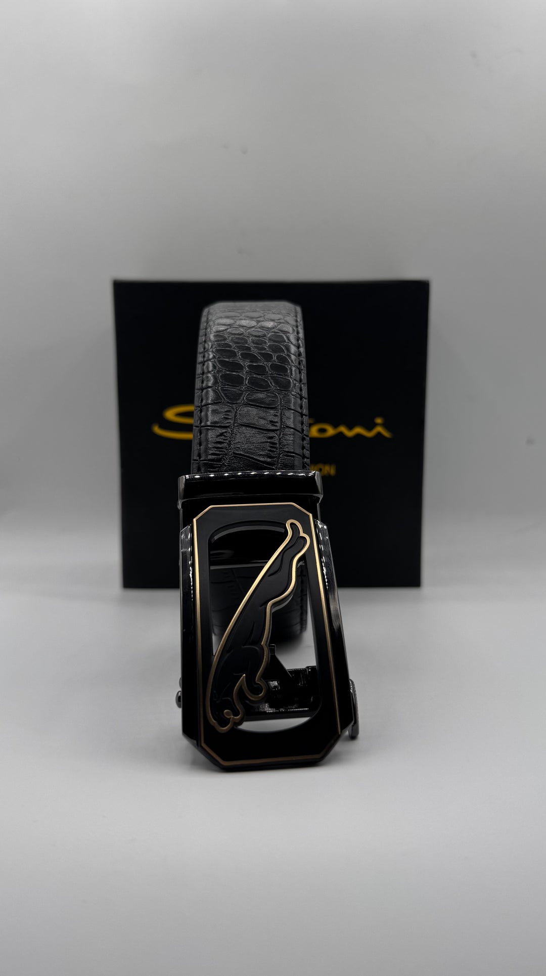 Jaguar Black Leather Belt – Premium Formal Belt for Men