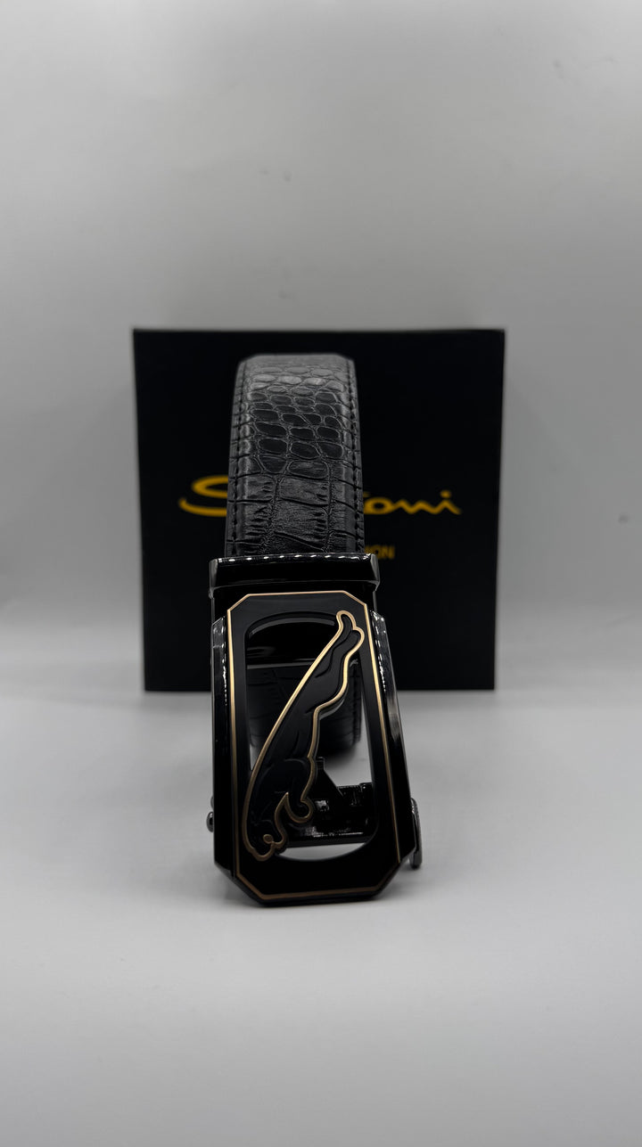 Jaguar Black Leather Belt – Premium Formal Belt for Men