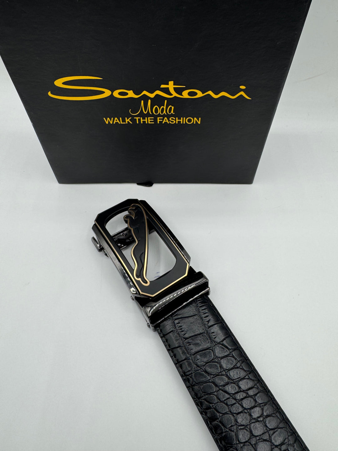 Jaguar Black Leather Belt – Premium Formal Belt for Men