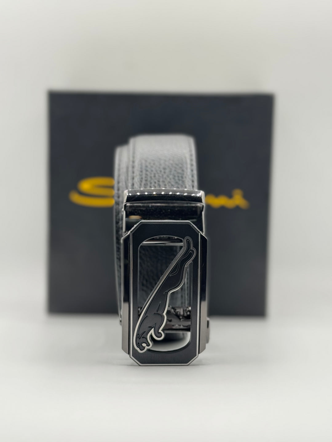 Jaguar Black Leather Belt – Premium Formal Belt for Men
