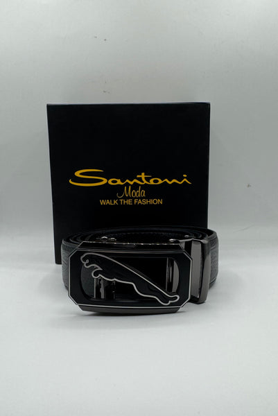 Jaguar Black Leather Belt – Premium Formal Belt for Men