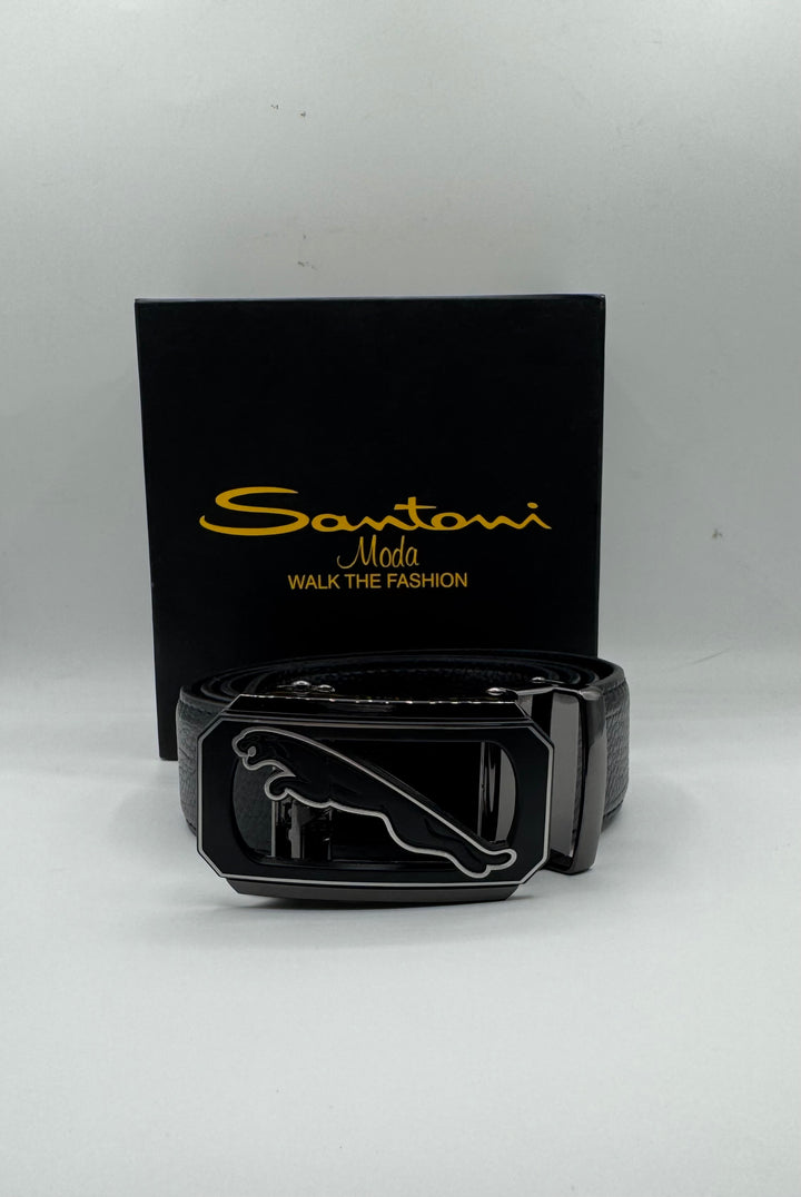 Jaguar Black Leather Belt – Premium Formal Belt for Men