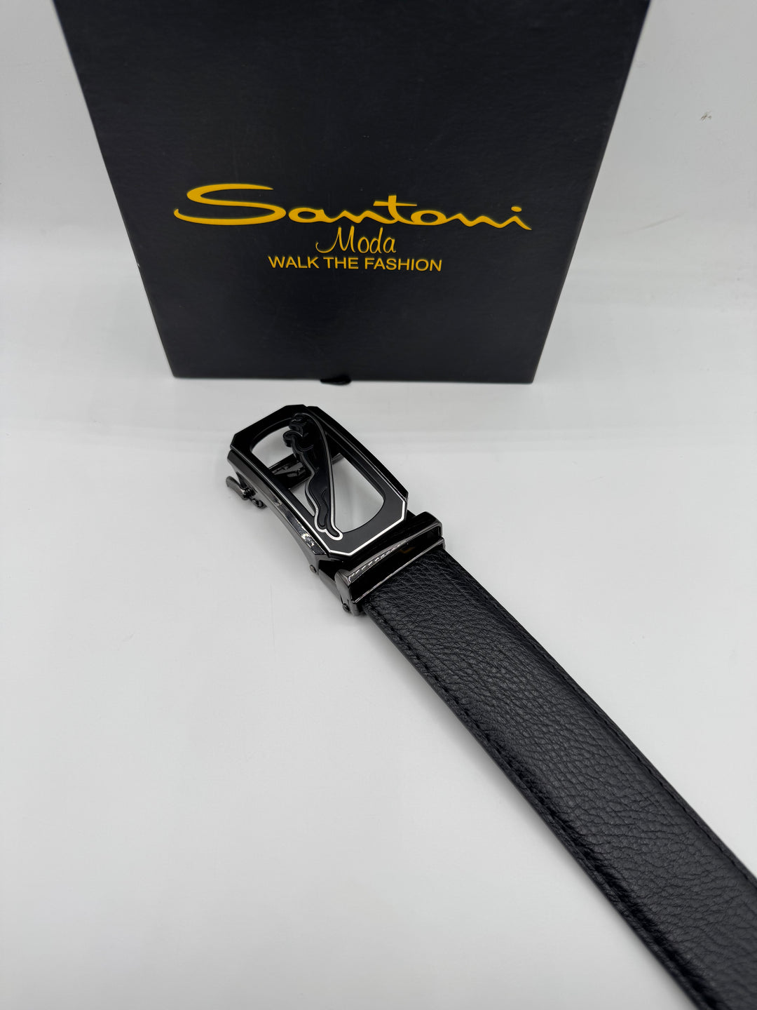 Jaguar Black Leather Belt – Premium Formal Belt for Men