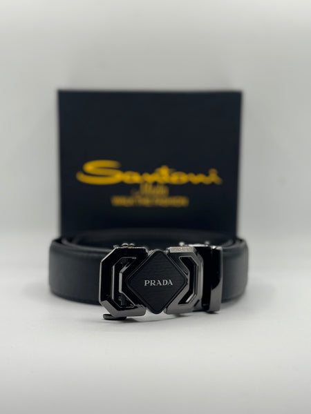 Prada-Inspired Men’s Leather Belt – Luxury Designer Style