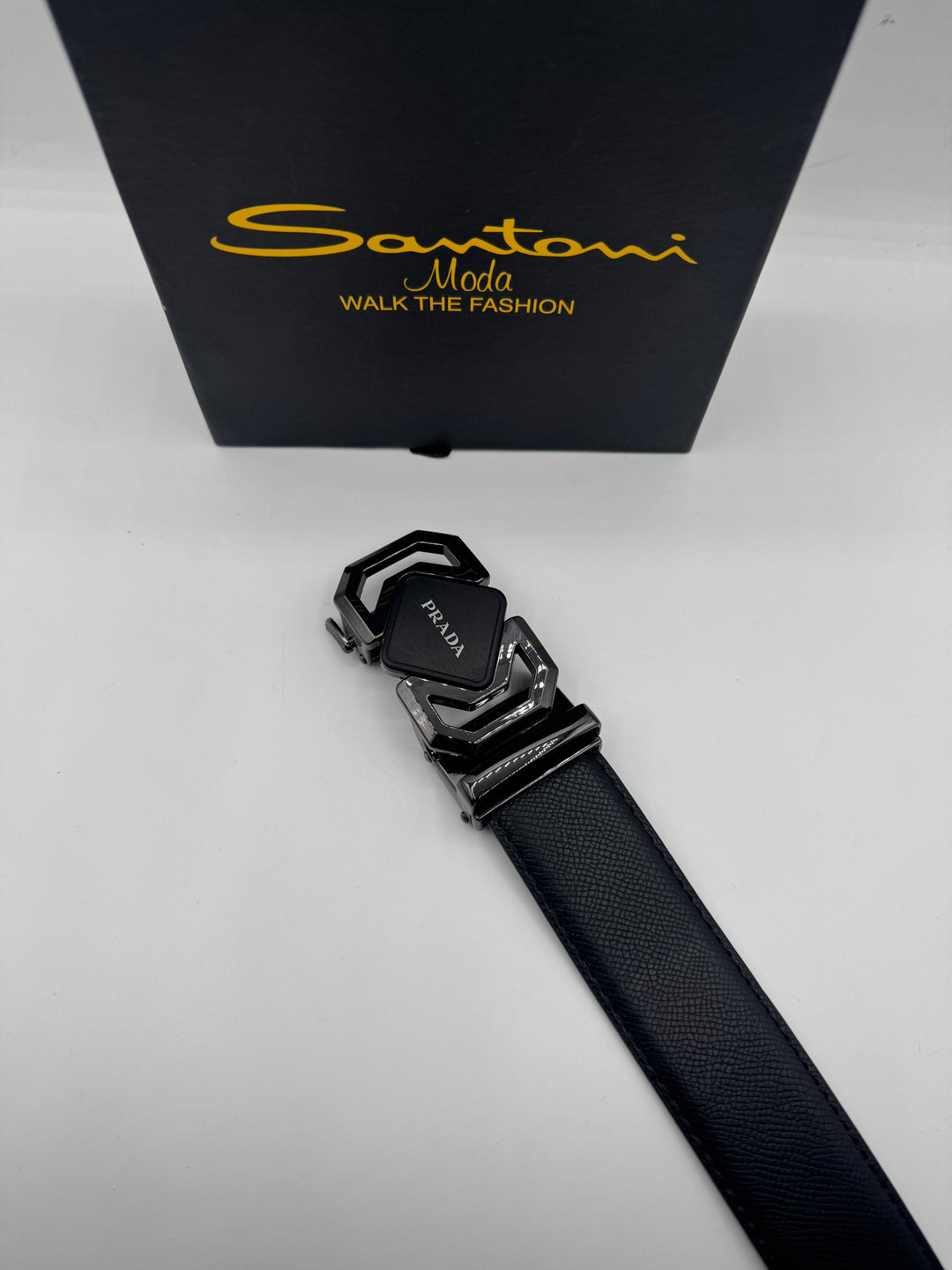 Prada-Inspired Men’s Leather Belt – Luxury Designer Style