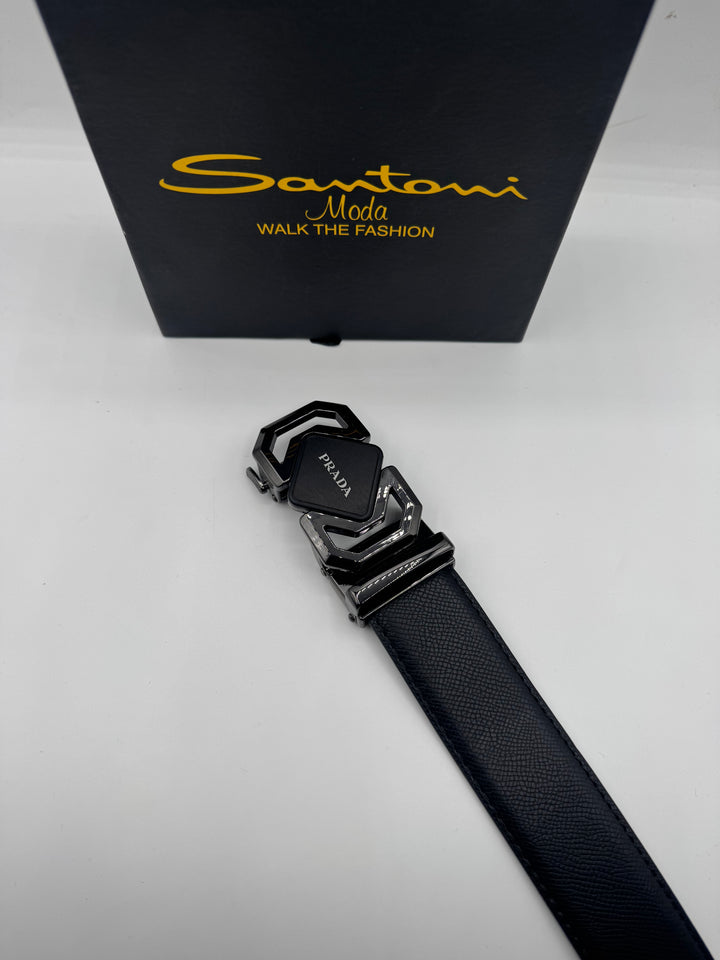 Prada-Inspired Men’s Leather Belt – Luxury Designer Style