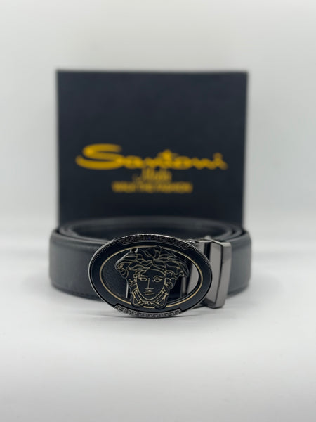Versace-Inspired Medusa Men’s Leather Belt – Luxury Black Edition
