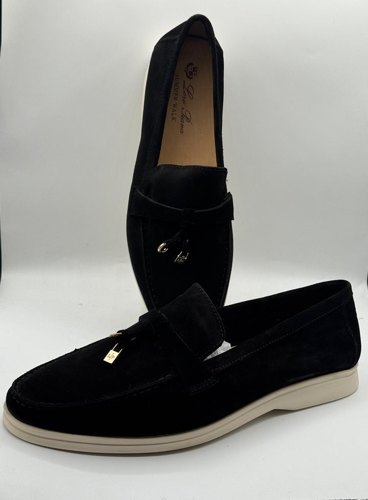 Loro Piana Black Suede Loafers