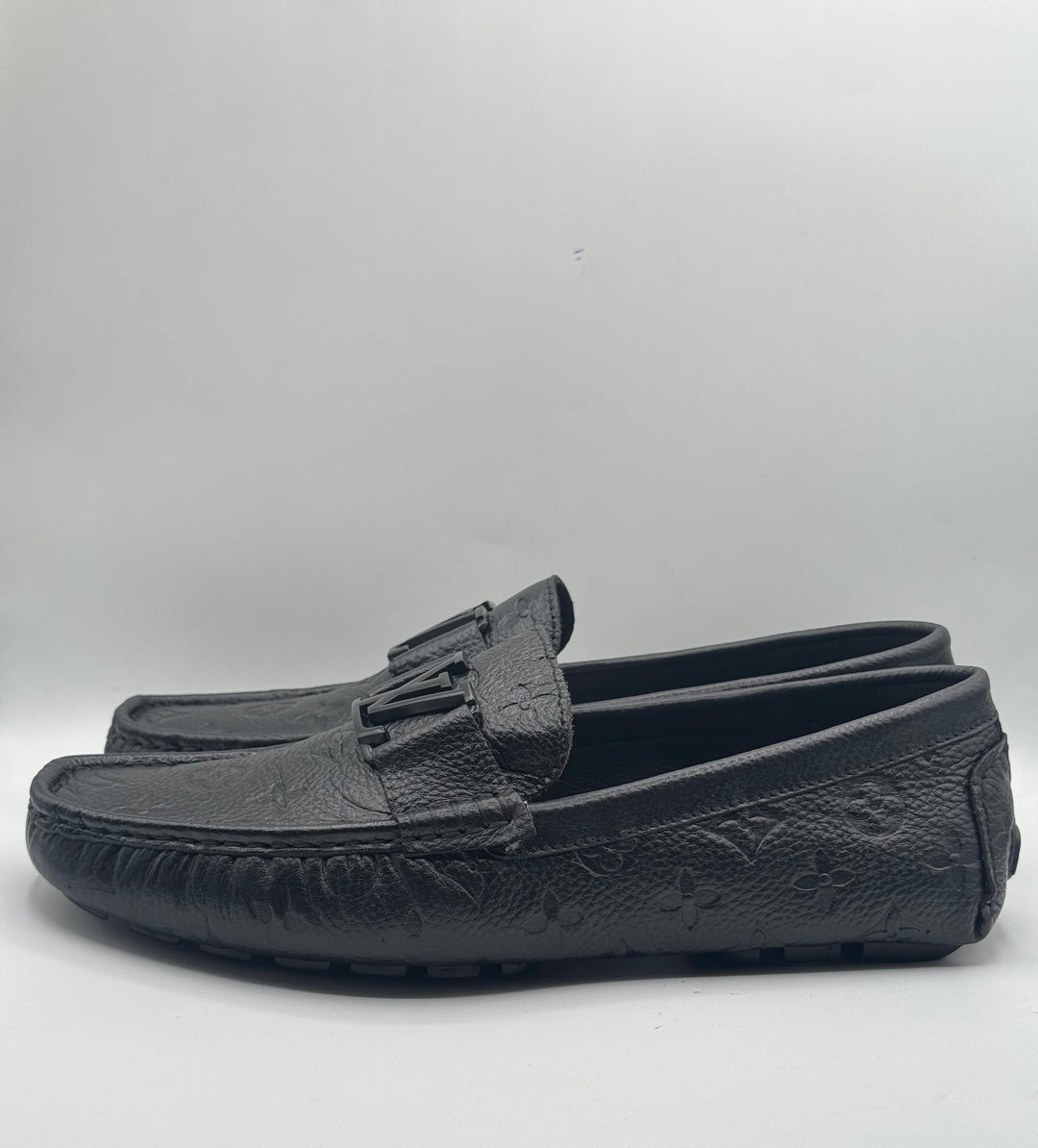 Louis Vuitton Black Monogram Leather Moccasins