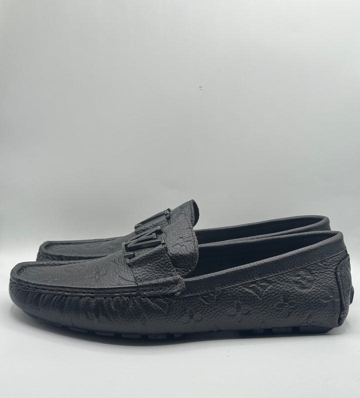 Louis Vuitton Black Monogram Leather Moccasins
