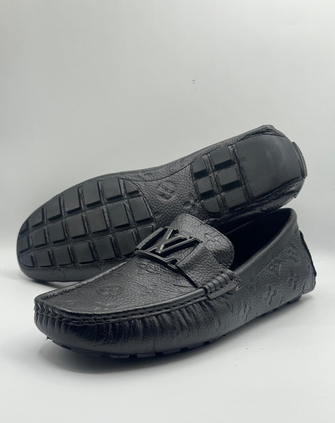 Louis Vuitton Black Monogram Leather Moccasins