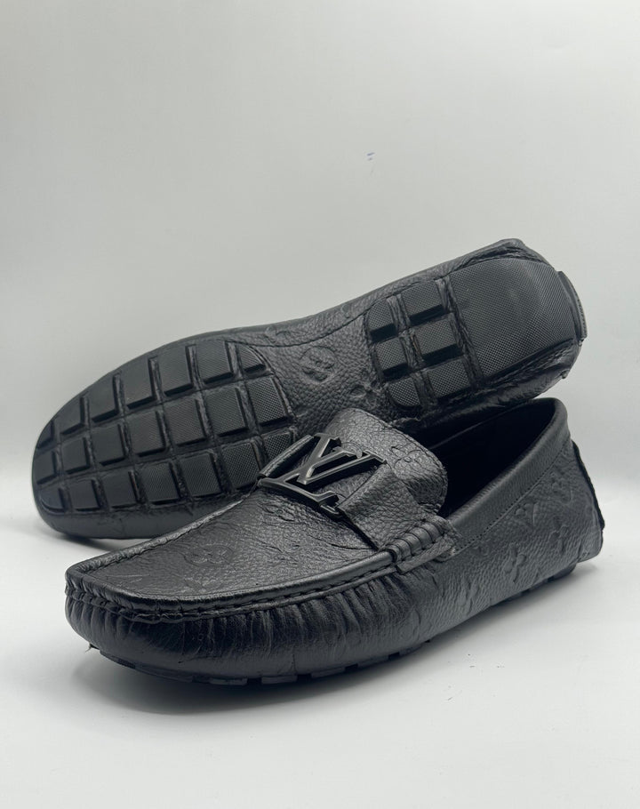 Louis Vuitton Black Monogram Leather Moccasins