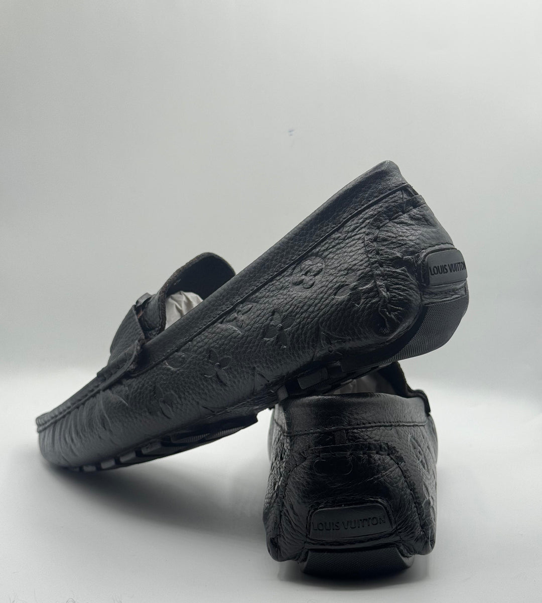 Louis Vuitton Black Monogram Leather Moccasins
