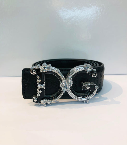 Dolce & Gabbana Genuine Buffalo Leather Black Signature Belt