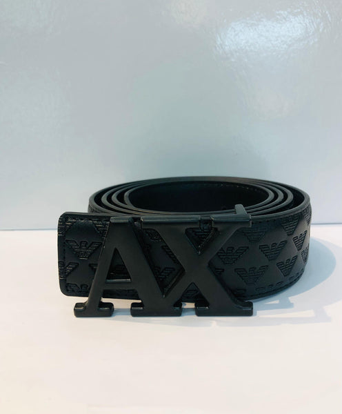 AX Genuine Buffalo Leather Black Signature Belt