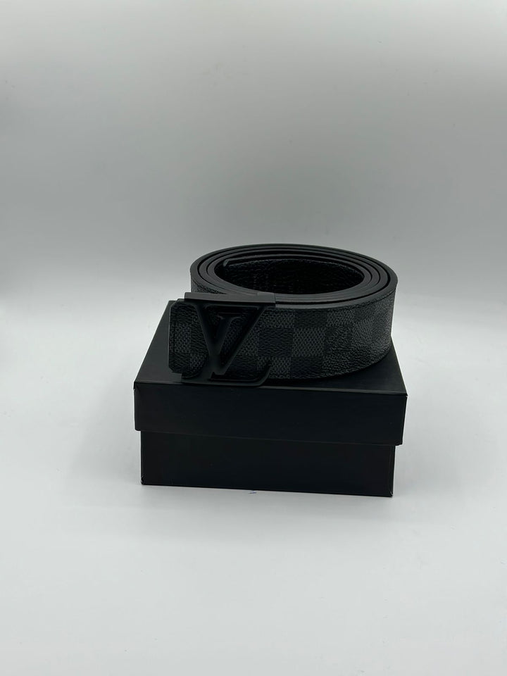 LV Genuine Black Leather Signature Belt