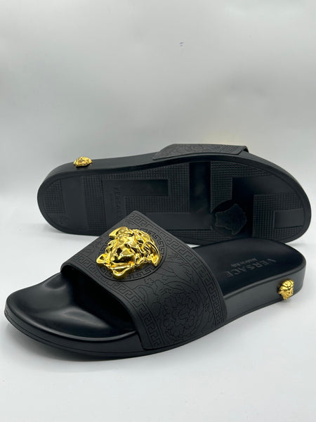 Versace Premium Quality Black Slipper With Logo