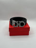 Ferragamo Black Leather Signature Silver Belt