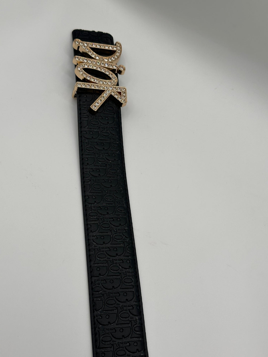 Dior Stone Black Leather Signature Golden Belt
