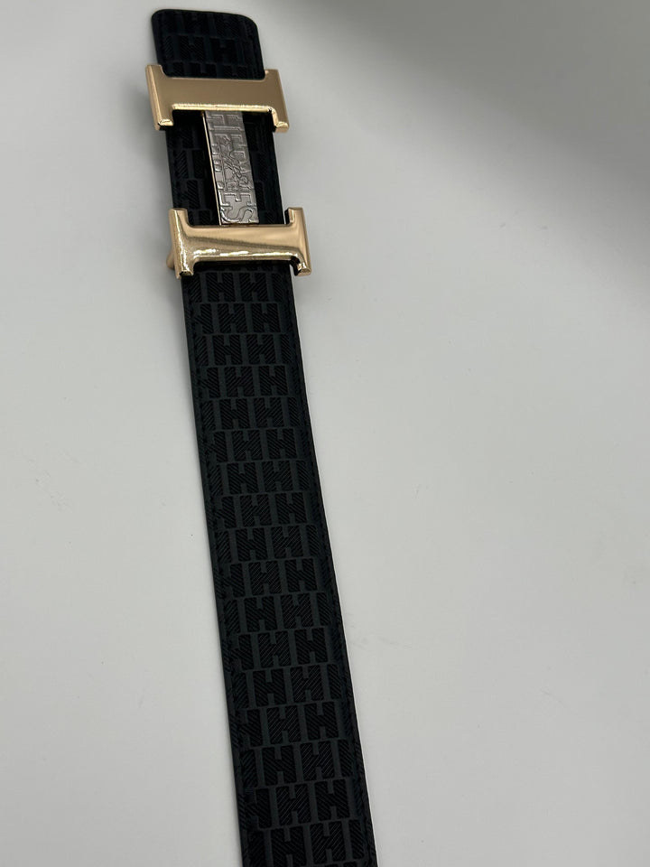 Hermes Black Leather Signature Golden Belt