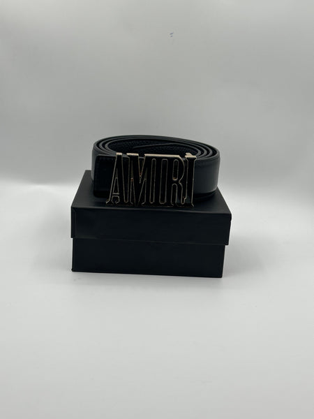 Amiri Spell Genuine Black Leather Signature Belt