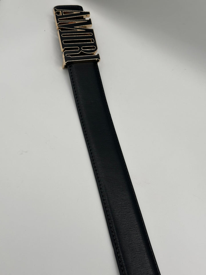 Amiri Spell Genuine Black Leather Signature Belt