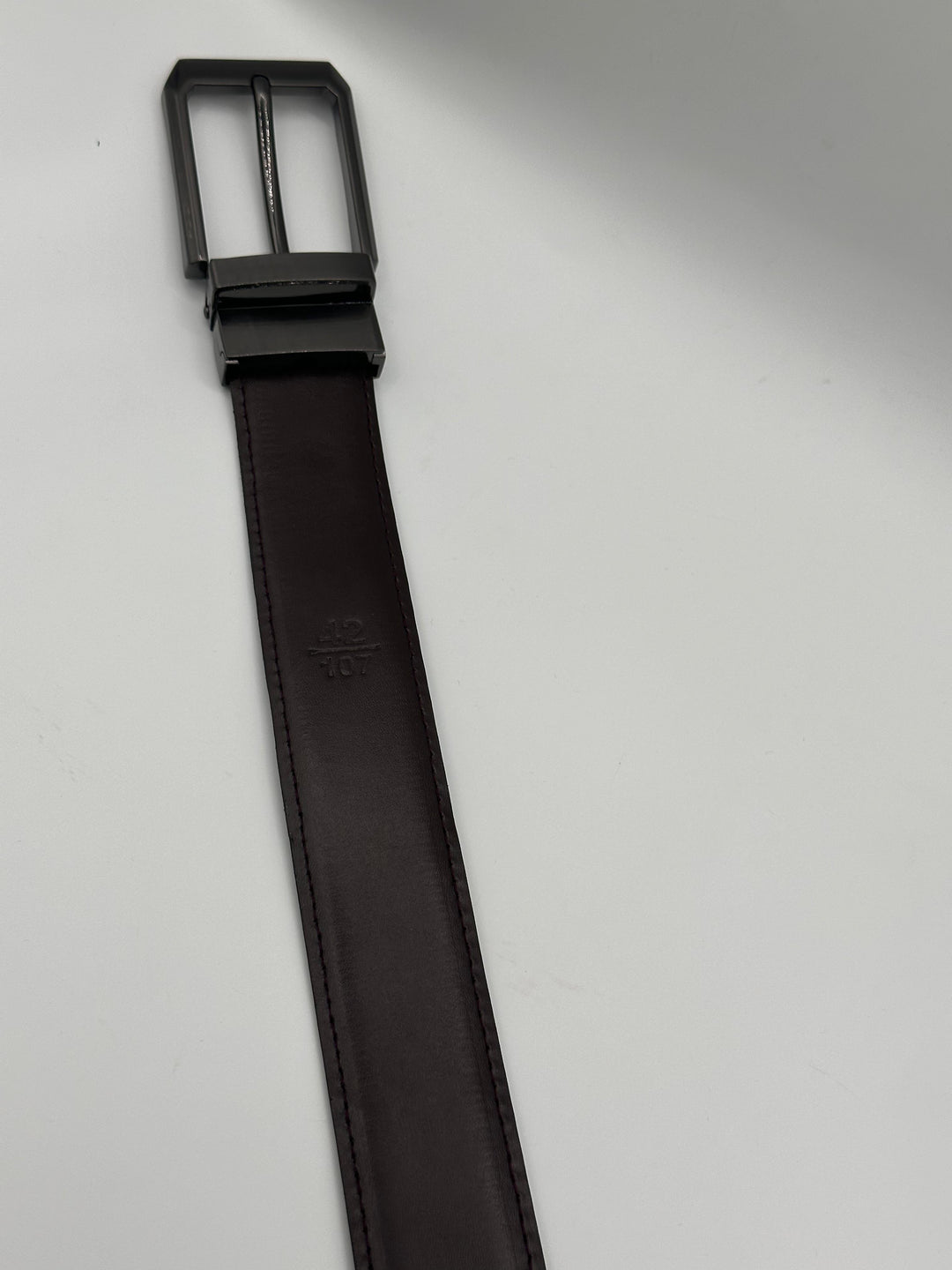 Plane Double Side Buckle Black Leather Belt