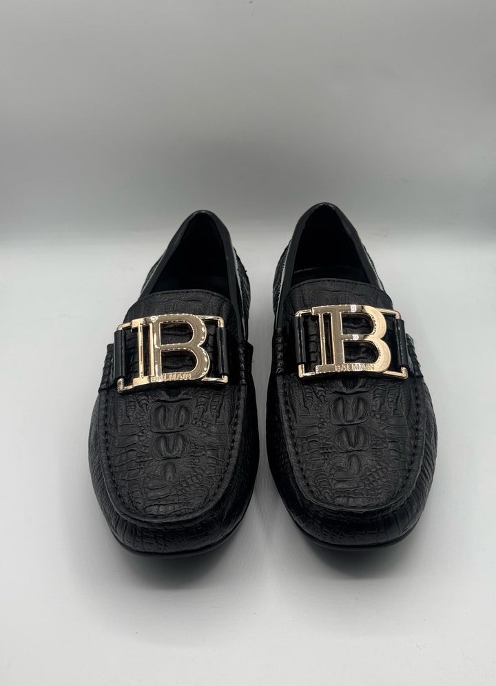 Balmain  High Quality Black Loafer Shoes