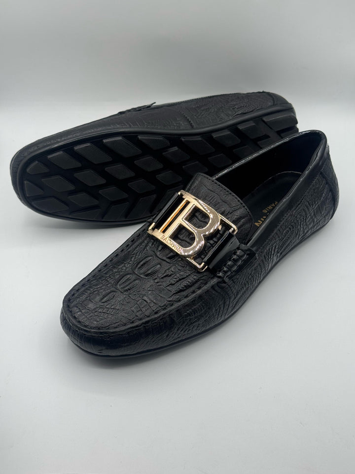 Balmain  High Quality Black Loafer Shoes