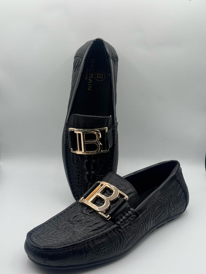Balmain  High Quality Black Loafer Shoes