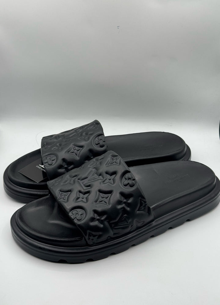 LV Premium Quality Medicated Black Slipper
