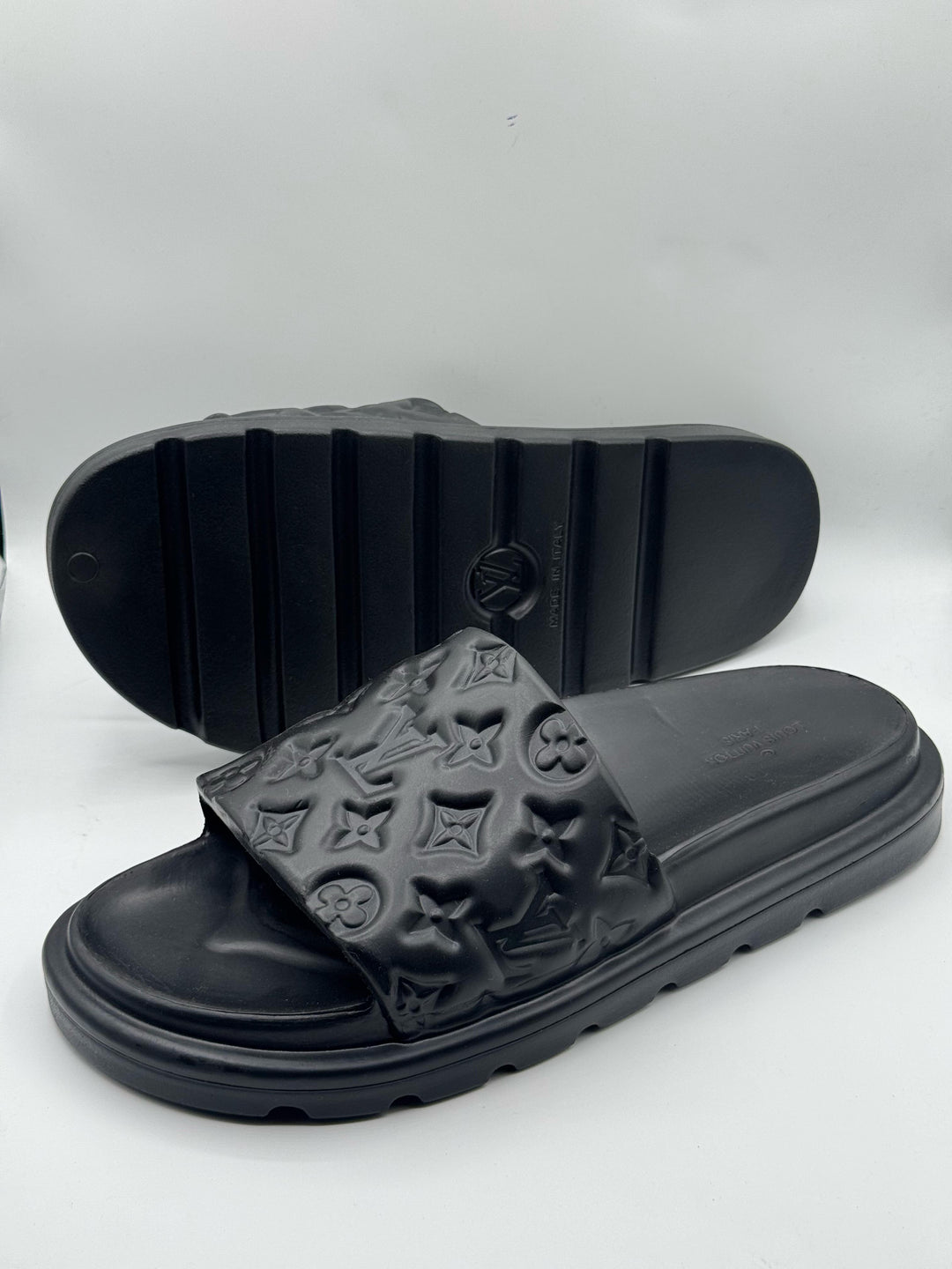 LV Premium Quality Medicated Black Slipper