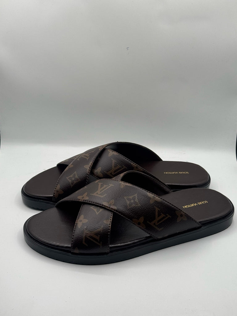 LV Brown High Quality Printed Leather slipper