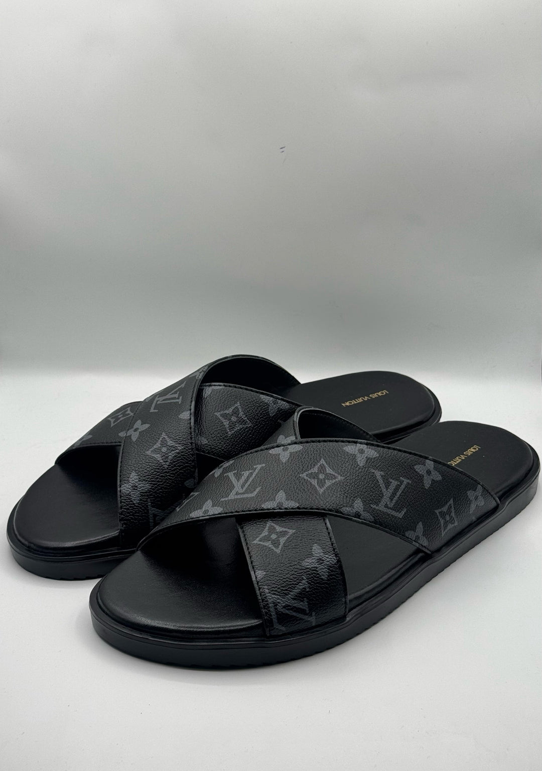 LV Black High Quality Printed Leather slipper