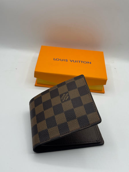 LV Regular Style Check Printed High Quality Brown Leather Wallet