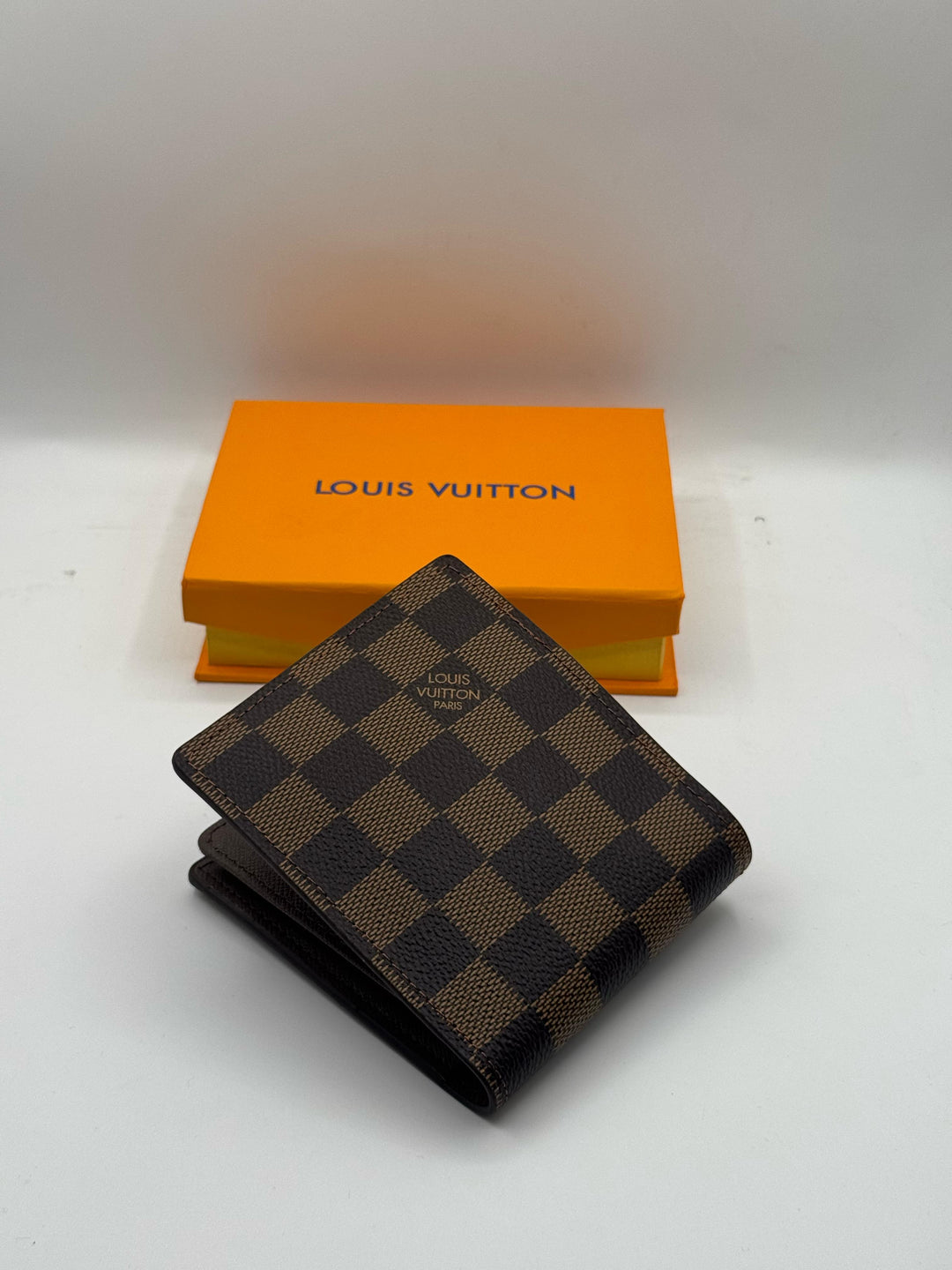 LV Regular Style Check Printed High Quality Brown Leather Wallet