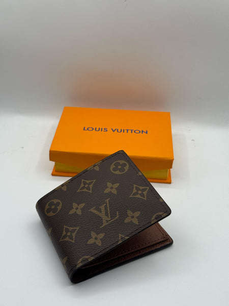 LV Regular Style Check Printed High Quality Brown Leather Wallet