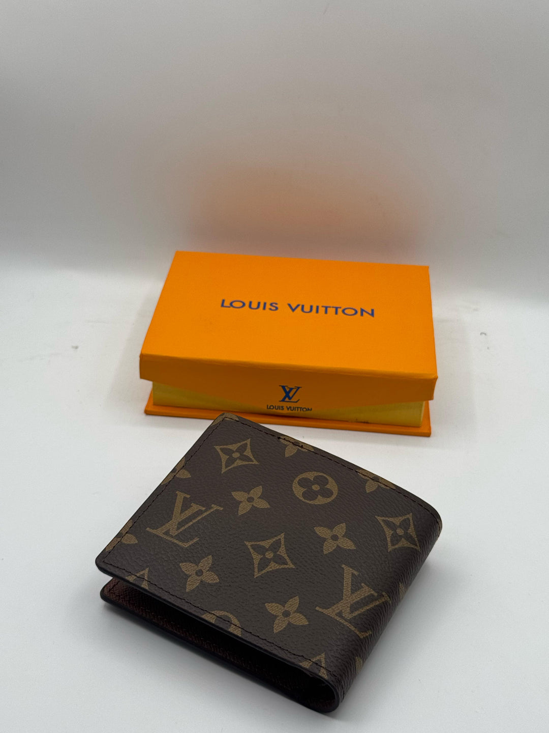 LV Regular Style Check Printed High Quality Brown Leather Wallet