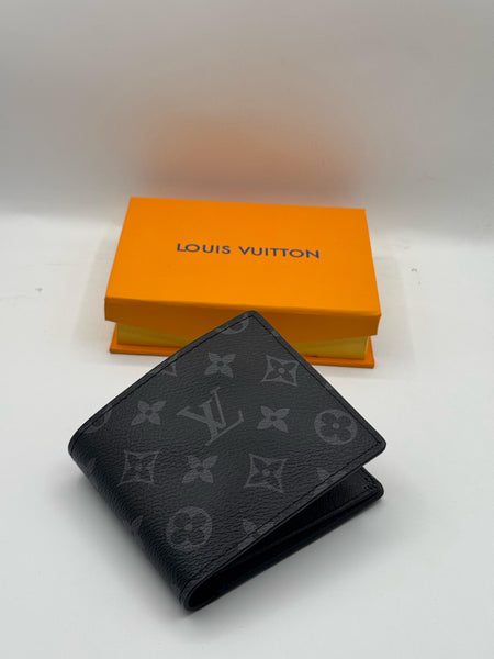 LV Regular Style Check Printed High Quality Black Leather Wallet