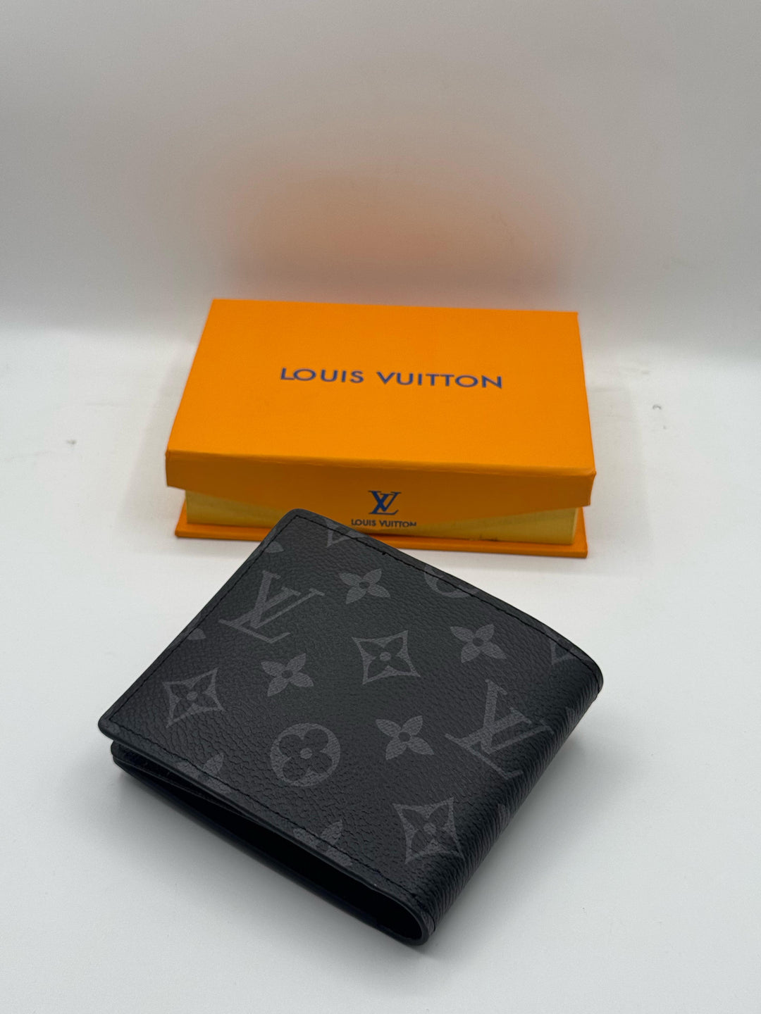 LV Regular Style Check Printed High Quality Black Leather Wallet