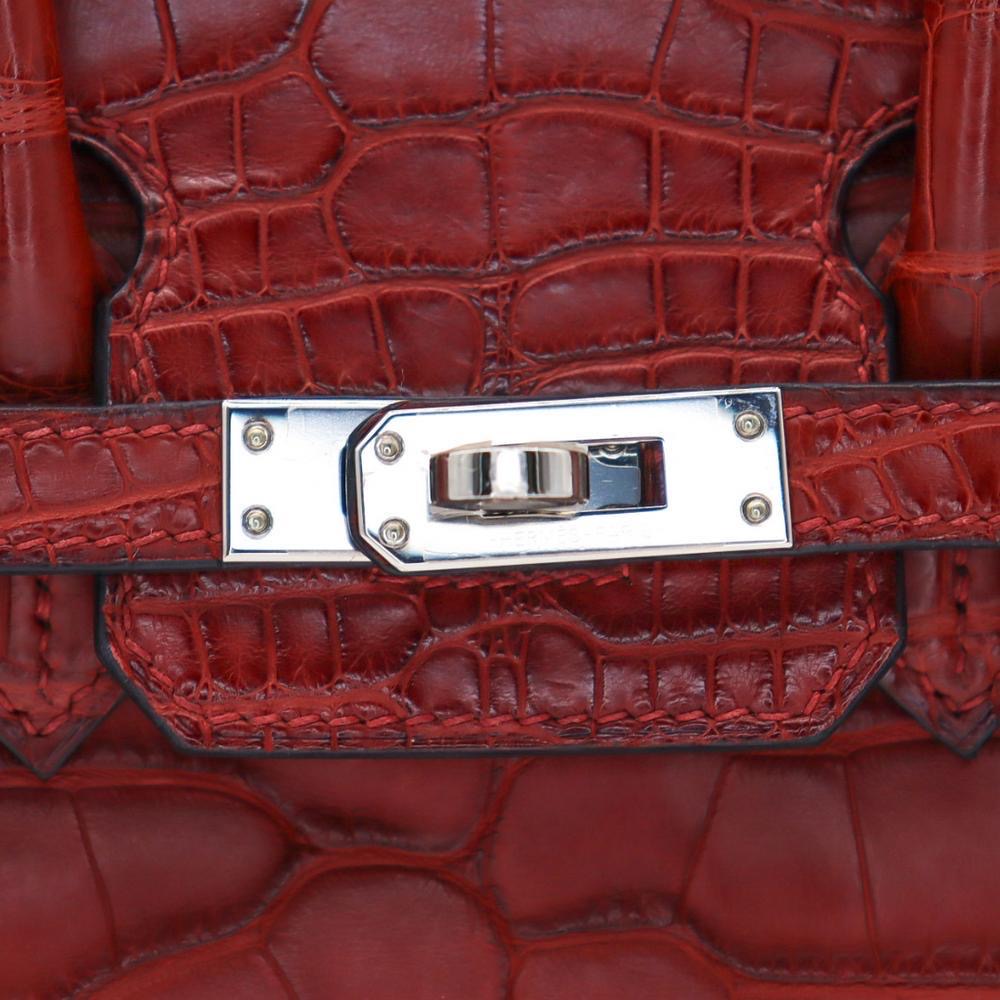 Hermès Birkin  Rouge Braise Crimson Red Crocodile Leather Bag