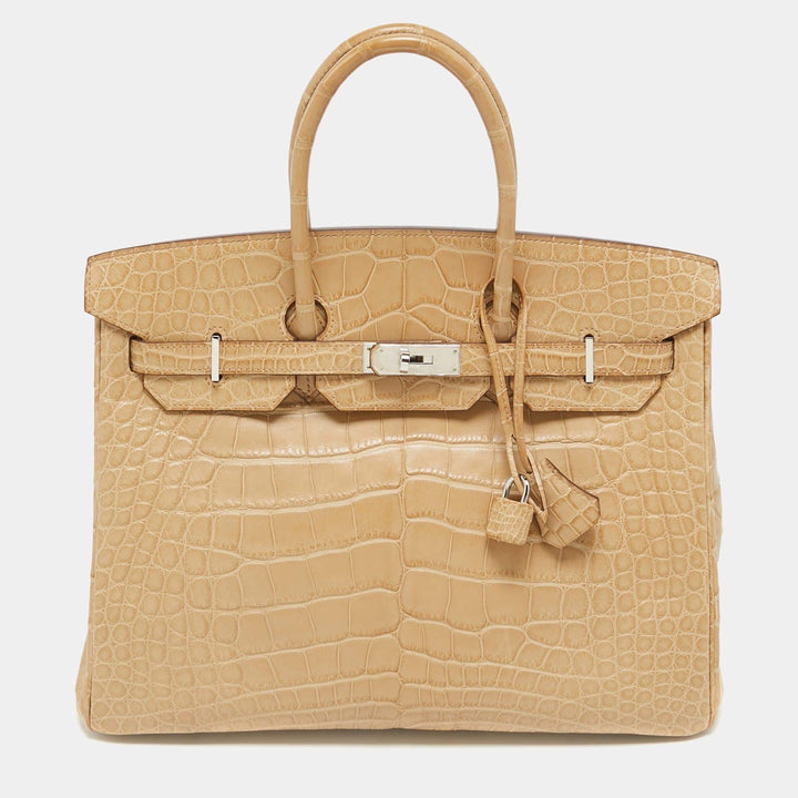 Hermès Birkin 35 Desert Sand Gold Beige Crocodile Leather Bag
