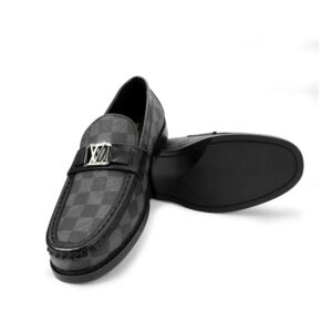louis vuitton grey chequered premium quality loafer
