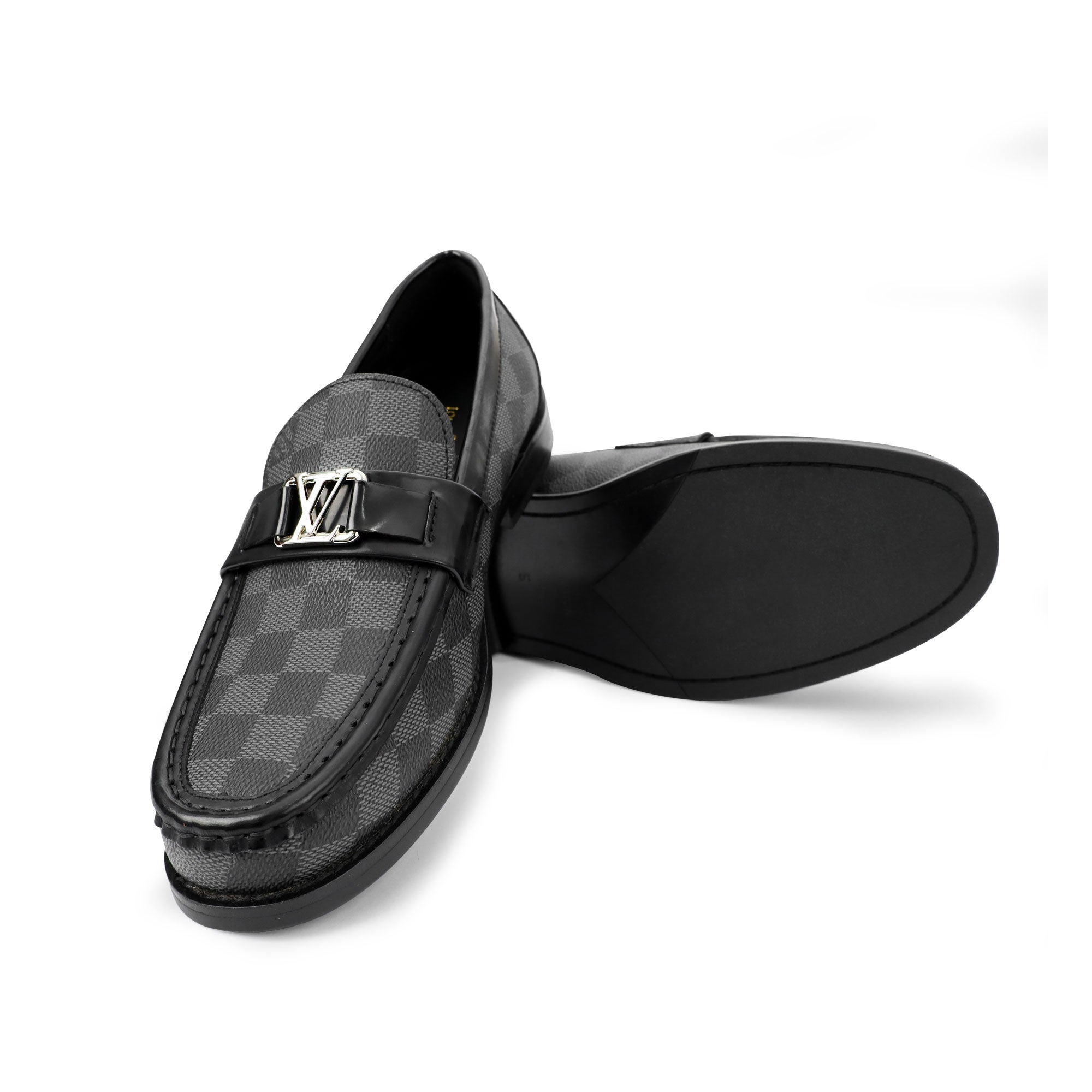 louis vuitton grey chequered premium quality loafer louis vuitton grey chequered premium quality loafer